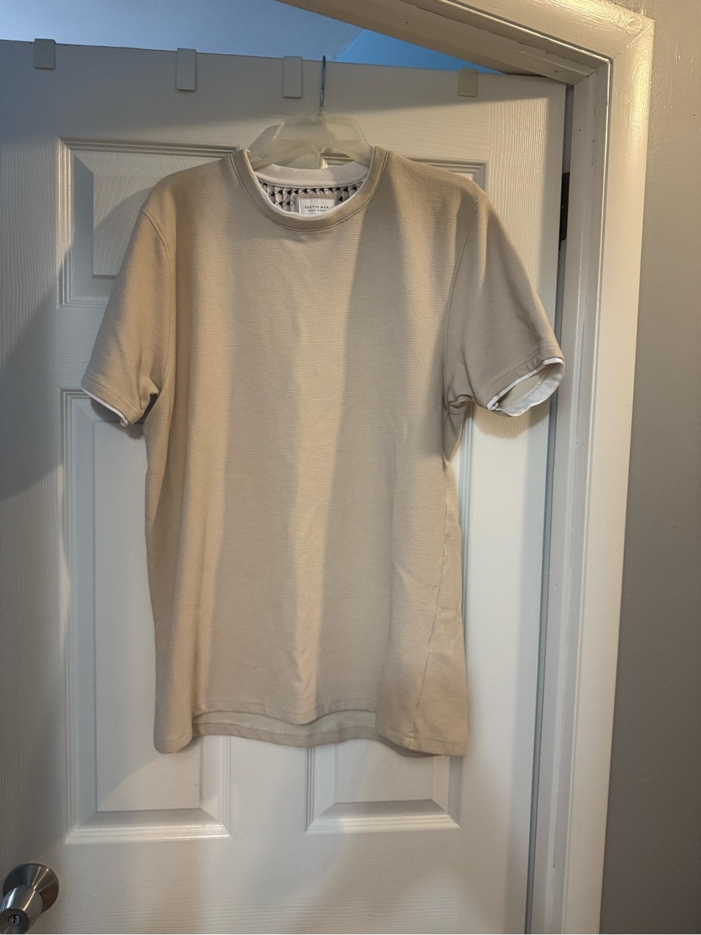 Cactus Short Sleeve Crewneck Shirt in Beige
